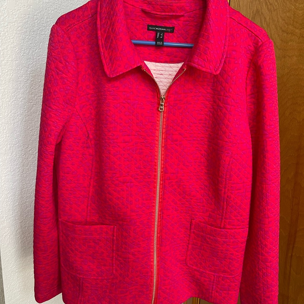 Isaac Mizrahi Vibrant Pink Bomber Jacket